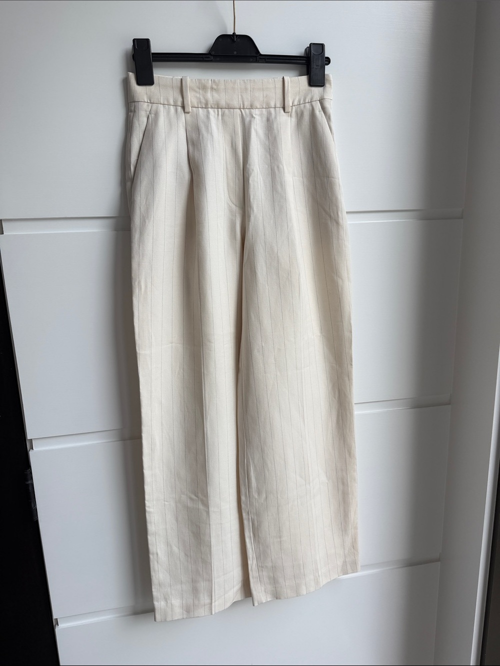 Reiss Cream Wide Leg Trousers